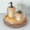 Kit de banheiro 2 peças + bandeja 33cm lapidada cristal champagne com Níquel