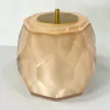 lixeira lapidada em resina cristal champagne com dourado
