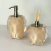 Kit de banheiro 2 peças em resina lapidado Cristal champagne com níquel