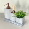 kit lavabo 3 peças + bandeja 14x28 em resina madrepérola com corten