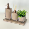 kit lavabo 3 peças + bandeja 14x28 em resina Valencia cristal cappuccino com corten
