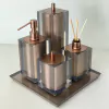 kit de banheiro 4 peças + bandeja 24x24 em resina cristal corten com corten