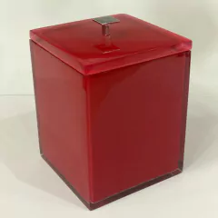 Lixeira em resina Cristal vermelha com cromado