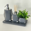 kit lavabo 3 peças + bandeja 14x28 em resina Valência cristal chumbo com cromado + bandeja