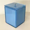 lixeira em resina cristal Azul celeste com cromado