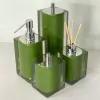 Kit de banheiro 4 peças em resina verde musgo com cromado