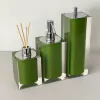 Kit de banheiro 3 peças em resina cristal verde musgo com cromado