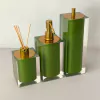 Kit 3 peças cristal verde musgo com Dourado