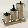 Kit de banheiro 3 peças + bandeja 14x28 em resina cristal cappuccino com preto fosco