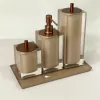 Kit de banheiro 3 peças + bandeja 14x28 em resina cristal cappuccino com corten