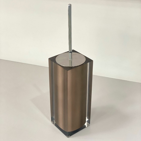 Porta escova sanitária em resina cristal corten com cromado