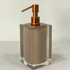 Saboneteira em resina cristal cappuccino com red gold
