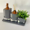 Kit lavabo 3 peças + bandeja 14x28 em resina cristal chumbo com Red gold