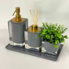 Kit lavabo 3 peças + bandeja 14x28 em resina cristal chumbo com dourado