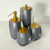 kit de banheiro 4 peças em resina Valência Cristal chumbo com dourado