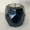lixeira lapidada em resina cristal preto com cromado