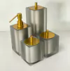 kit de banheiro 4 peças em resina cristal prata fosco com dourado