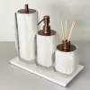 kit de banheiro 3 peças em resina Valência cristal branco com corten + bandeja