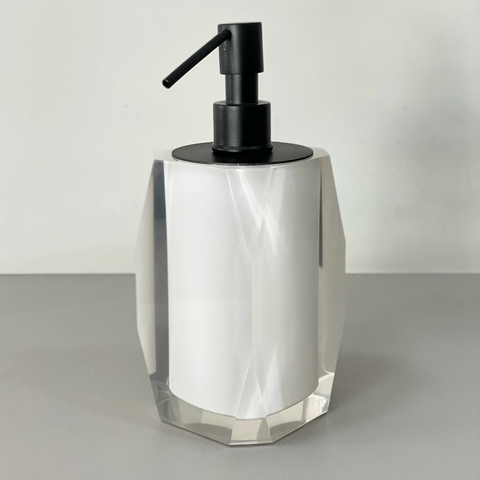 saboneteira valência em resina cristal branco com preto fosco