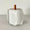 Porta cotonete/algodão valência em resina cristal branco com red gold