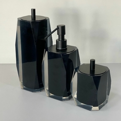 kit de banheiro 3 peças em resina Valência Cristal preto com preto fosco