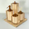 Kit de banheiro 4 peças + Bandeja 24x24 em resina cristal champagne com Red Gold