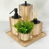 kit de banheiro 4 peças + bandeja 24X24 em resina Cristal champagne com preto fosco