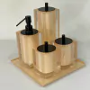 Kit de banheiro 4 peças + Bandeja 24x24 em resina Cristal champagne com preto fosco
