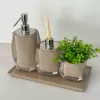 kit lavabo 3 peças em resina lavabo Valência cristal cappuccino com cromado + bandeja