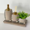 kit lavabo 3 peças em resina Valência cristal cappuccino com dourado + bandeja