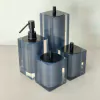 kit de banheiro 4 peças em resina Cristal azul meia noite com preto fosco