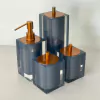 Kit de banheiro 4 peças em resina cristal azul meia noite com red gold