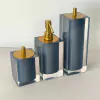 Kit de banheiro 3 peças em resina cristal azul meia noite com dourado