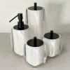 kit de banheiro 4 peças em resina Valência cristal branco com preto fosco