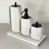 kit de banheiro 3 peças em resina Valência cristal branco com preto fosco + bandeja