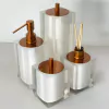 Kit de banheiro 4 peças em resina Cristal pérola com red gold