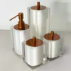 Kit de banheiro 4 peças em resina cristal pérola com red gold