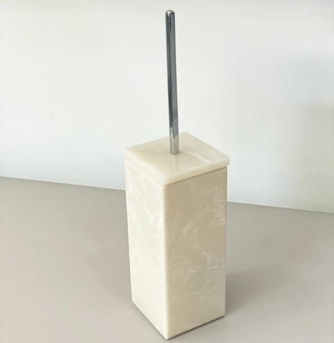 Porta escova Sanitária travertino com Cromado