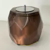 lixeira lapidada em resina cristal marrom escuro com cromado