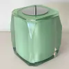 Lixeira valência em resina Cristal verde celadon com cromado
