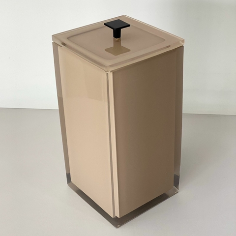 Lixeira Alta em resina cristal cappuccino com preto fosco