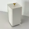 Lixeira Alta em resina cristal pérola com Dourado