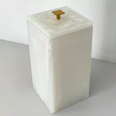 Lixeira Alta em resina madrepérola com Dourado