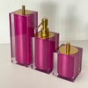 Kit de banheiro 3 peças em resina cristal magenta com dourado
