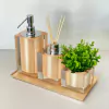Kit lavabo 3 peças + bandeja 14x28 em resina cristal champagne com cromado