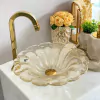 Cuba de Murano com pó de ouro 24k flor cristal ø40cm