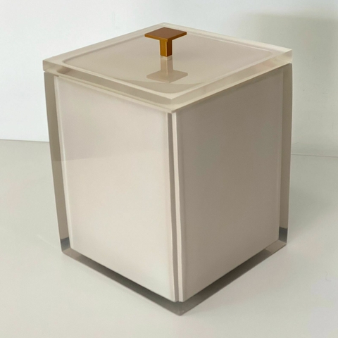 Lixeira em resina Cristal Marfim com gold matte