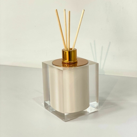 Porta difusor em resina cristal marfim com red gold