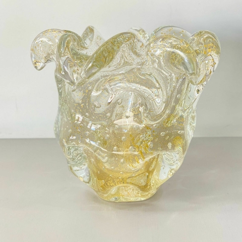 Murano aspende cristal com pó de ouro 24k