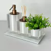 Kit lavabo 3 peças + bandeja 14x28 em resina cristal perola com Corten